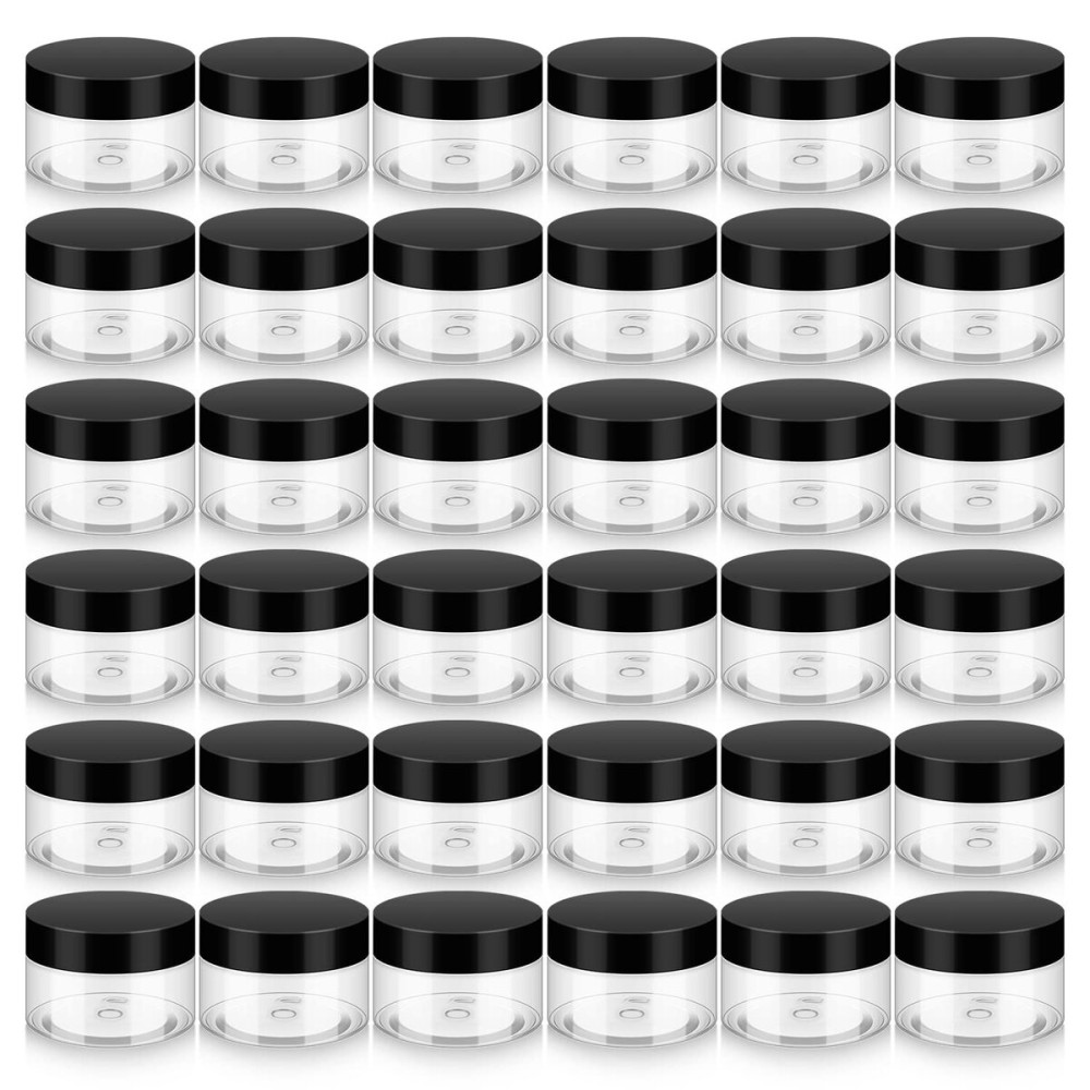 Loretoy 36 Pack 1 OZ Plastic Jars with Lids, BPA Free, Reusable, Refillable Transparent Cosmetic Containers for Bath Salts, Cosmetics, Powders, Beauty Product and Small Accessories