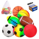 7-Piece Soft Ball Set for Toddlers & Kids (Ages 1-6) - Includes 5 Playground Balls, Soccer, Football & Basketball - Great for Home, Yard, Pool, Classroom & Park for Boys & Girls