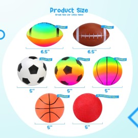 7-Piece Soft Ball Set for Toddlers & Kids (Ages 1-6) - Includes 5 Playground Balls, Soccer, Football & Basketball - Great for Home, Yard, Pool, Classroom & Park for Boys & Girls