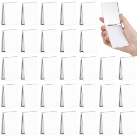 Queekay 32 Pcs Pocket Mirror Bulk Folding Compact Mini Mirror for Women Makeup Travel Cosmetic, 2 x 3 x 0.2 Inch(White)