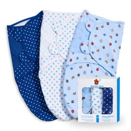 3 Pack Baby Swaddle 3-6 Months - Infant Adjustable Newborn Swaddles Blanket Baby Girl Boy, Swaddling Wrap Blanket Sleep Sack for Newborn-Blue