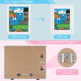 [2-Pack] Kids Art Frames, 11x14 Front Opening Kids Artwork Frames Changeable, White Artwork Display Storage Frame for Wall, Holds 50 Pcs, for 3D Picture, Crafts, Children Drawing, Hanging Art,