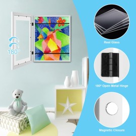 [2-Pack] Kids Art Frames, 11x14 Front Opening Kids Artwork Frames Changeable, White Artwork Display Storage Frame for Wall, Holds 50 Pcs, for 3D Picture, Crafts, Children Drawing, Hanging Art,