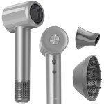 Fentgo High Speed Ionic Hair Dryer with Diffuser, Professonal Blow dryers 110,000 RPM Brushless Motor for Fast Drying, 1500W 4Temps /2Speeds, Thermo-Control Hairdryer for Women Home Travel (Grey)