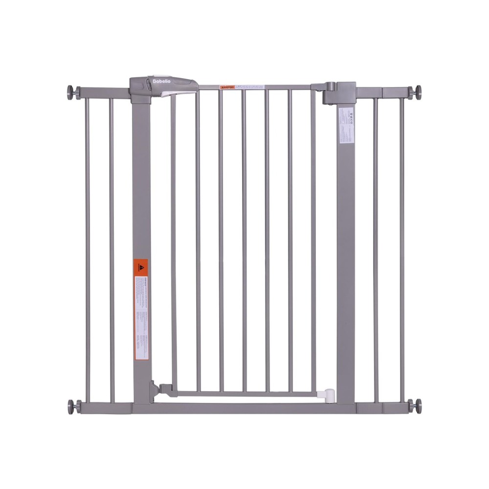 BABELIO 36-Inch Tall Baby Gate, 26-40 Wide Auto-Close Pet Gate, Easy Install and No-Drilling, Pressure Mounted with Wall Protectors and Extension Kits, Gray