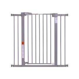 BABELIO 36-Inch Tall Baby Gate, 26-40 Wide Auto-Close Pet Gate, Easy Install and No-Drilling, Pressure Mounted with Wall Protectors and Extension Kits, Gray
