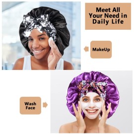 2pcs Large Silky bonnets with tie band Braid Bonnet, Satin Bonnet for Sleeping Curly Hair, E