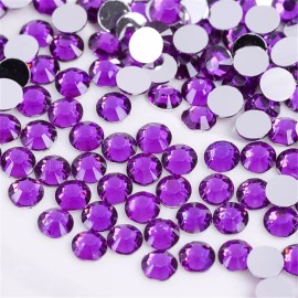 1500 Pieces SS16 4mm Flatback Rhinestones Clear Glass Round Gems Crystals for Nail Art DIY Crafts Clothes Shoes Bags Purple
