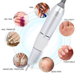 Electric Nail Drill Pen Handle Machine, Drill Polishing Replacement Handle Handpiece, Manicure Pedicure Polishing Shape Tools Design (White)