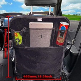 Kick Mats Back Seat Protector, 1Pc Waterproof Oxford Seat Back Protector, Car Seat Back Protector for Kids, Back of Seat Protector for Kids Feet Car Seat (1pc-3 Pockets)