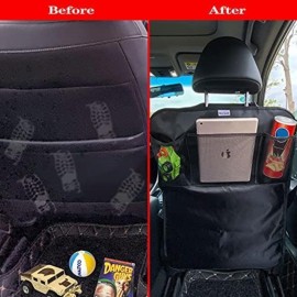 Kick Mats Back Seat Protector, 1Pc Waterproof Oxford Seat Back Protector, Car Seat Back Protector for Kids, Back of Seat Protector for Kids Feet Car Seat (1pc-3 Pockets)