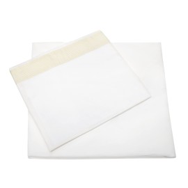 Linteum Textile Baby Toddler Bed and Crib Mattress Fitted Sheet & Pillowcase Set (28x52x9, White with Beige Gingham Check) 100% Cotton