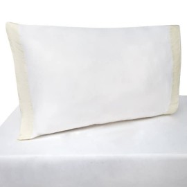 Linteum Textile Baby Toddler Bed and Crib Mattress Fitted Sheet & Pillowcase Set (28x52x9, White with Beige Gingham Check) 100% Cotton