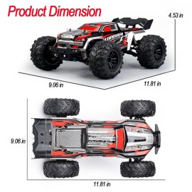 Yidedraw RC Cars 1:16 Scale Remote Control Car 50 KMH High Speed Fast 4WD RC Truck for Kids Adults Boys 2.4 GHz All Terrains RC Buggy Off-Road Drift RC Monster Trucks with 3 Batteries (Red)