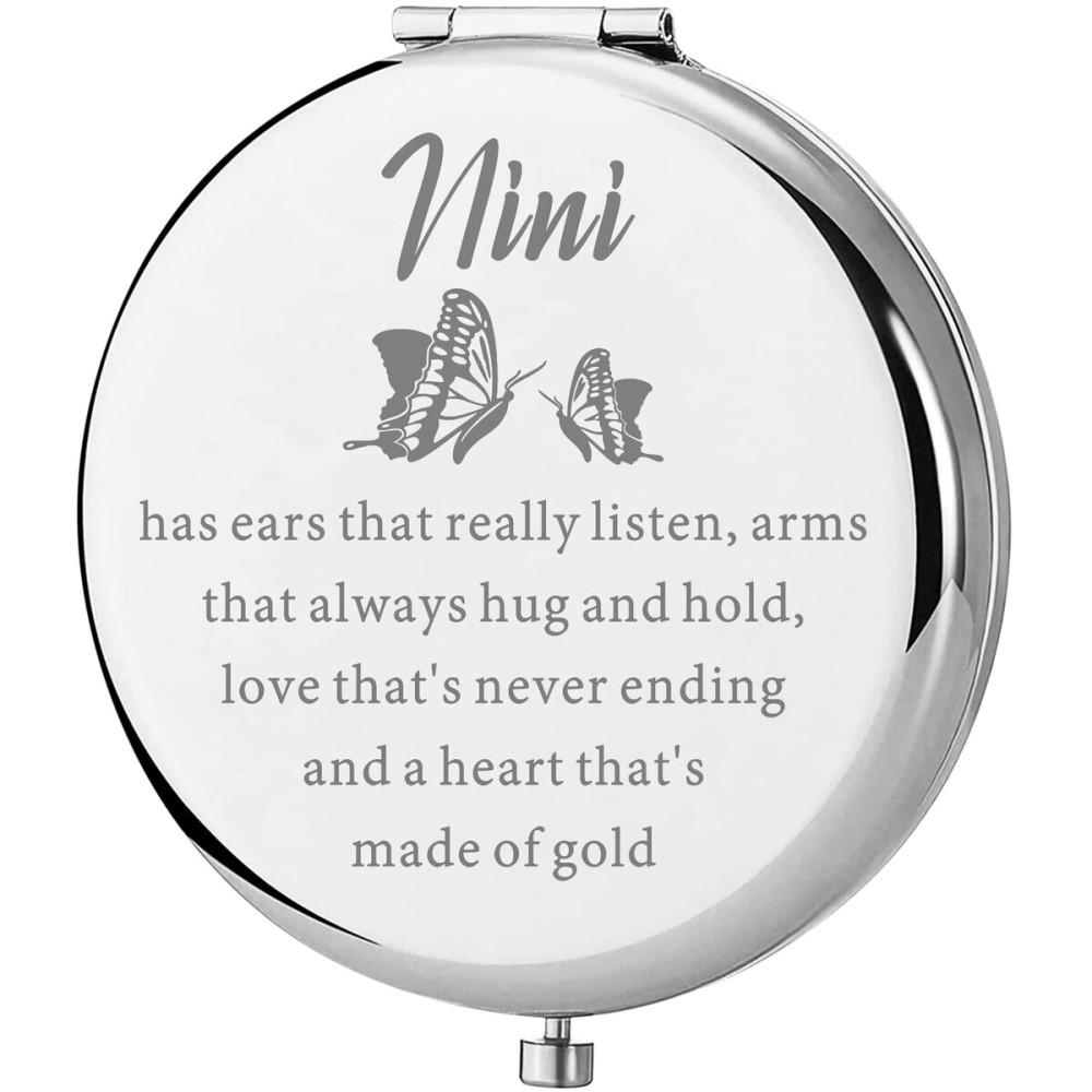 Lywjyb Birdgot Nini Grandma Gift Grandmother Compact Makeup Mirror Grandma from Granddaughter (Nini Mirr)