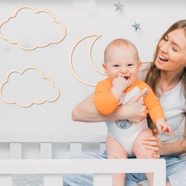 Kathfly4 Pieces Boho Nursery Cloud Star Wall Decor Wooden Babyroom Moon Rattan Wall Decor Wooden Rainbow for Children Baby Kids Boys Girls Bedroom Nursery Pendant(Cloud Moon Star)