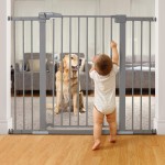 BABELIO 36 Inch Tall Metal Baby Gate, 29-48 Auto Close Pressure Mounted Dog Gate, Gray