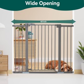 BABELIO 36 Inch Tall Metal Baby Gate, 29-48 Auto Close Pressure Mounted Dog Gate, Gray