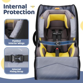 YOREPEK Padded Car Seat Travel Bag for Airplane Travel Compatible with Chicco, Britax, Nuna Rava, Sturdy Car Seat Backpack for Airport with Wear-Resistant Bottom, Large Carseat Cover for Baby Travel