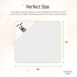 MODERN BABY 3 Pack Hooded Baby Bath Towel Set for Newborns Infants & Toddlers, Boys & Girls Baby Hooded Towels