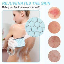 dodiff Exfoliating Back Scrubber for Shower, 38 Inches Back Washer with Handles, Exfoliating Washcloth Body Exfoliator Bath Tool to Scrub Your Body Deeply for Men & Women Exfoliation (Blue)