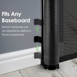 90 Inch Retractable Baby Gates Extra Wide Dog Gates for The House Long Pet Gate for Stairs Child Gates for Wide Openings Large Mesh Gate Indoor Outdoor Gates for Dogs, Black