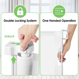 90 Inch Extra Wide Baby Gate for Large Openings Retractable Gates for Doorways Long Baby Gates Indoor Pet Gates for Dogs Extra Wide Dog Gates for The House, White