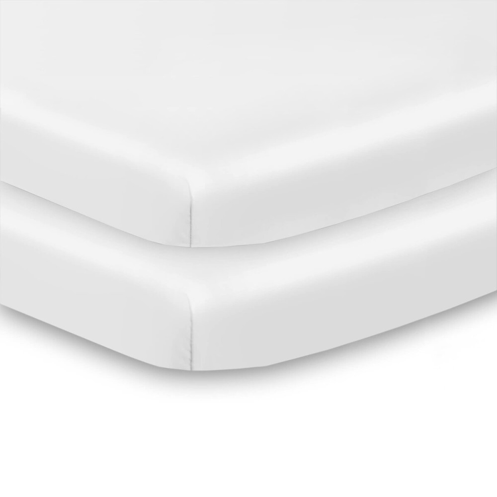 BreathableBaby All-in-One Fitted Sheet & Waterproof Cover, for 38 x 24/97 x 61 cm Mini Crib Mattress, White (2-Pack)