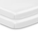 BreathableBaby All-in-One Fitted Sheet & Waterproof Cover, for 38 x 24/97 x 61 cm Mini Crib Mattress, White (2-Pack)