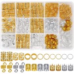 262 Pcs Dreadlock Accessories for Women, Hair Jewelry for Braids Loc Jewelry Hair Decorations, Gold and Silver Hair Accessories, Adjustable Hair Charms Hair Rings for Braids Adult Loc Braid Jewelry