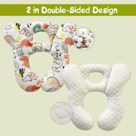 Baby Travel Pillow, Infant Kid\'s Cushion Soft and Skin Friendly for Car Seat, Pushchair and Stroller (Red Dinosaur)