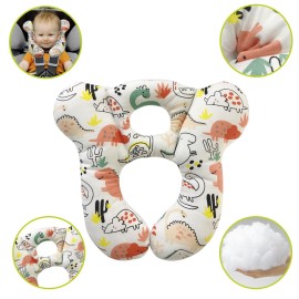Baby Travel Pillow, Infant Kid\'s Cushion Soft and Skin Friendly for Car Seat, Pushchair and Stroller (Red Dinosaur)