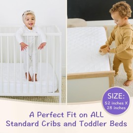 Crib Mattress Protector Pad - Waterproof & Noiseless, Ultra-Soft Breathable Mattress Cover for Baby Cribs and Toddler Beds, Highly Absorbent Fitted and Dryer Safe