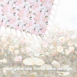 Little Grape Land Pack and Play Sheets Mini Crib Sheets Soft Breathable Pack N Play Sheets, Playard Fitted Sheet 2 Pack Stretchy Fits 38x26 Playard Mattress, Pink Floral