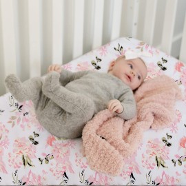 Little Grape Land Pack and Play Sheets Mini Crib Sheets Soft Breathable Pack N Play Sheets, Playard Fitted Sheet 2 Pack Stretchy Fits 38x26 Playard Mattress, Pink Floral