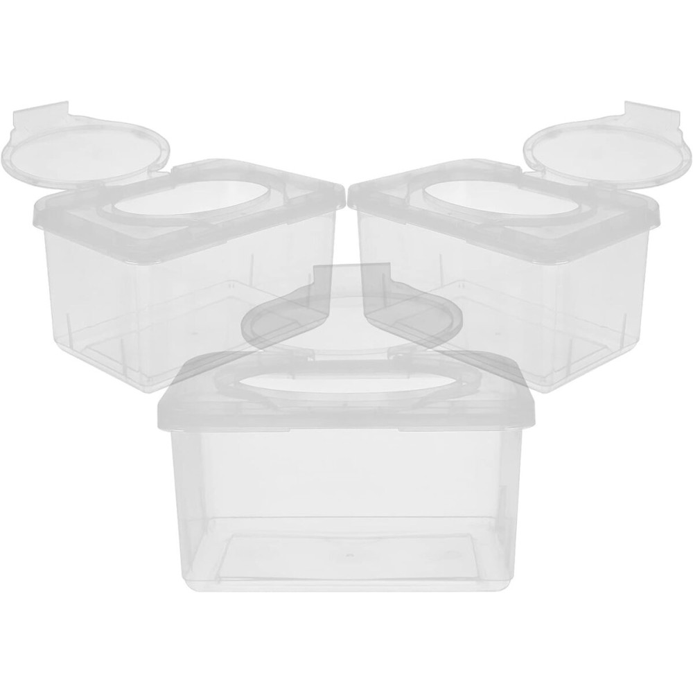 Ciieeo 3 Pcs Baby Wipes Dispenser Tissue Storage Box Wet Wipes Holder with Lid Refillable Wipe Case Container for Home Office Desk Transparent