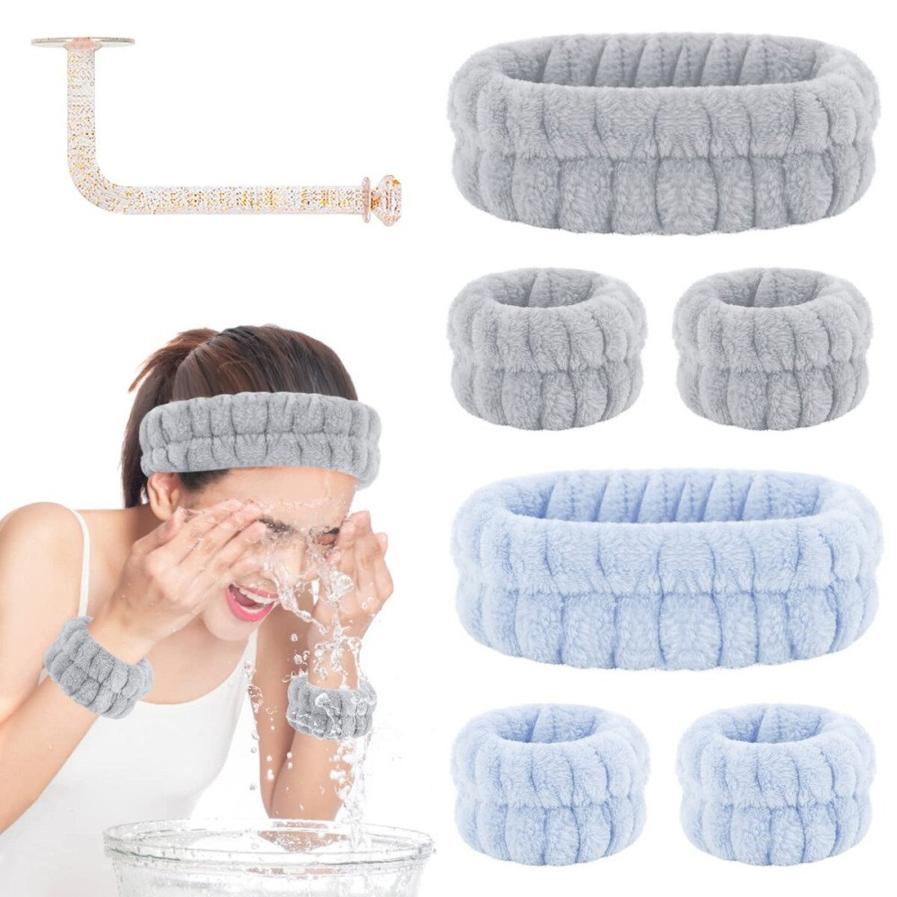 CERETIA Face Wash Headband and Wristband Set of 2, Wrist Towels for Washing Face with Holder Microfiber Wristbands for Washing Face Absorbent Spa Wristbands Wrist Scrunchies Face Washing Wristbands CERETIA Face Wash Headband and Wristband Set of 2, Wrist Towels for Washing Face with Holder Microfiber Wristbands for Washing Face Absorbent Spa Wristbands Wrist Scrunchies Face Washing Wristbands