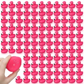 Honoson Flamingo Rubber Duckies Bulk Pink Flamingos Bath Toys Floating Squeak Seasonal Holiday Rubber Ducks for Baby Shower Party Favors, Cake Decoration, Classroom Prizes(24 Pcs)
