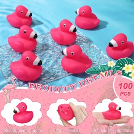 Honoson Flamingo Rubber Duckies Bulk Pink Flamingos Bath Toys Floating Squeak Seasonal Holiday Rubber Ducks for Baby Shower Party Favors, Cake Decoration, Classroom Prizes(24 Pcs)