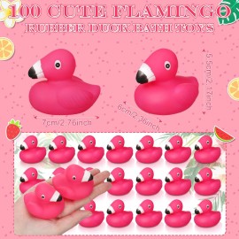Honoson Flamingo Rubber Duckies Bulk Pink Flamingos Bath Toys Floating Squeak Seasonal Holiday Rubber Ducks for Baby Shower Party Favors, Cake Decoration, Classroom Prizes(24 Pcs)
