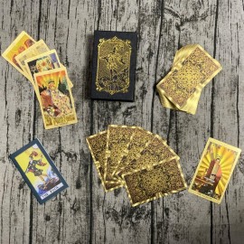 SUNHHX Tarot Cards Deck - 78 PVC Waterproof, Wrinkle Resistant Gold Foil Classic Tarot Cards with English Instructions Book, Perfect for Beginners