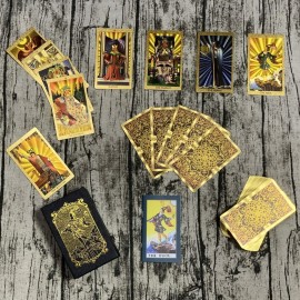 SUNHHX Tarot Cards Deck - 78 PVC Waterproof, Wrinkle Resistant Gold Foil Classic Tarot Cards with English Instructions Book, Perfect for Beginners