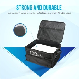 STUFFSTASH Golf Trunk Organizer, Strong, Won\'t Collapse. Shoe Compartments, Dividers, Storage for Tees, Gloves, Balls,.Store Accessories in Your Car or SUV. Golfer Gift Essentials for Men and Women.