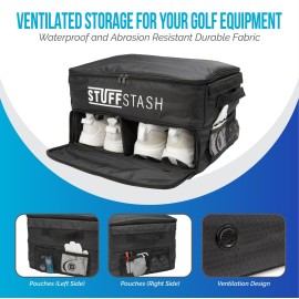 STUFFSTASH Golf Trunk Organizer, Strong, Won\'t Collapse. Shoe Compartments, Dividers, Storage for Tees, Gloves, Balls,.Store Accessories in Your Car or SUV. Golfer Gift Essentials for Men and Women.