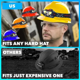 Skywin Hard Hat Light, Headlamp Rechargeable,2 Pack Lightweight USB, XPG+COB 3 LED 200 Lumen Camping Helmet Light for Adults with Red Light IP44 Waterproof