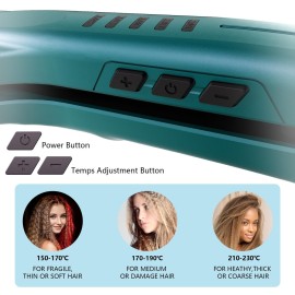 SAOSA Ceramic Hair Crimper Iron 39mm for Volumizing Fluffy Hairstyle, Corrugation Crimper Hair Iron, Anti Static Ceramic Hair Crimping Iron Adjust Temperature (Turquoise)