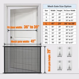 Dog Gate for Stairs Pet Gates for The House: Dogs Screen Mesh Gate for Doorways Stairways Indoor Safety 29 inches Tall, 41 inch Wide
