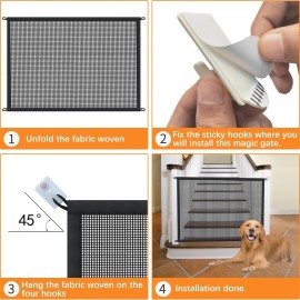 Dog Gate for Stairs Pet Gates for The House: Dogs Screen Mesh Gate for Doorways Stairways Indoor Safety 29 inches Tall, 41 inch Wide