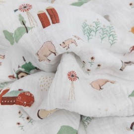 Little Unicorn Premium Cotton Swaddle Baby Blanket | Breathable Fabric | for swaddling, Play, Nursing & More (Farmyard)