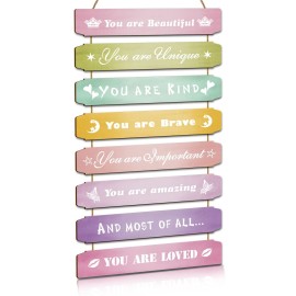 Cute Room Decor for Teen Girls,Pink Room Decor Aesthetic for Kids Nursery Toddler Baby Little Girl Princess,Kawaii Rainbow Inspirational Wall Art for Bedroom Locker Dorm Beach Room Sign Decorations